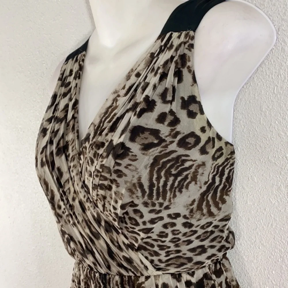 Robert Rodriguez leopard pleat cinched waist dress